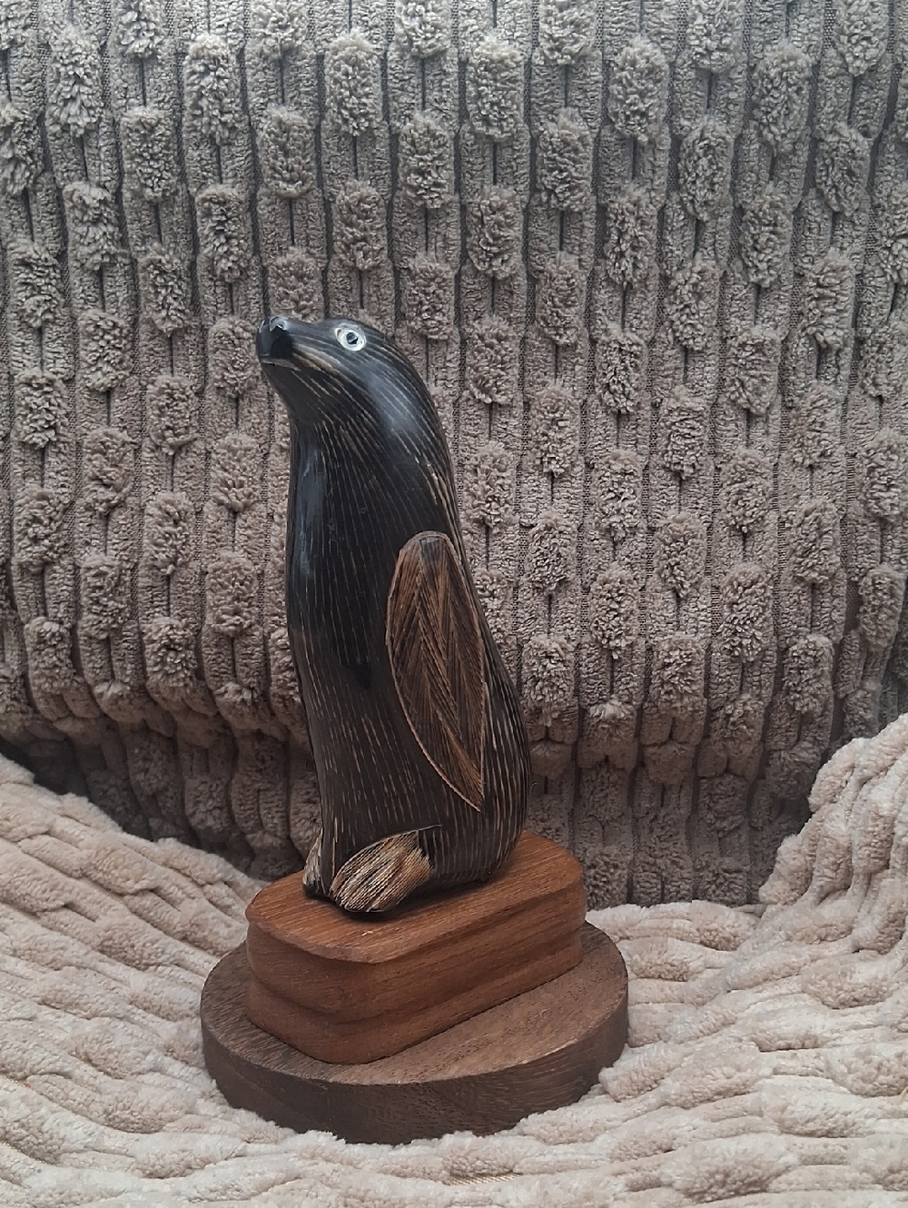 Vintage Hand-Carved Wooden Penguin Figurine